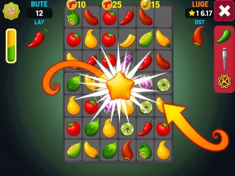 Curry Craze Blitz game screenshot showing spicy ingredients and puzzle levels