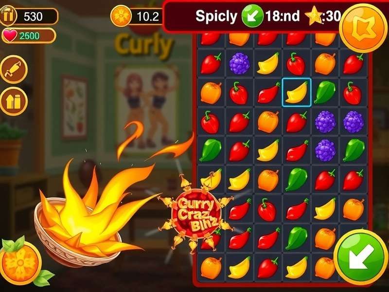 Curry Craze Blitz gameplay showing ingredient matching and combo creation